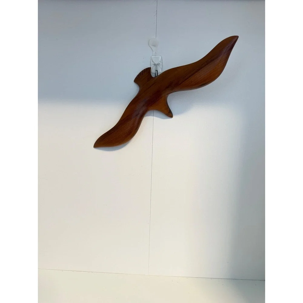 Vintage Mid Century Modern Hand Carved Wood Seagull Bird Wall Hanging Sculpture